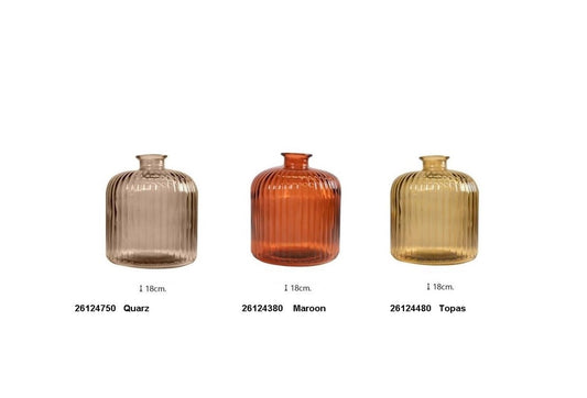 Stripe-Flasche in 3 Farben, H:18 cm, VE6, Maroon, Topas, Quarz