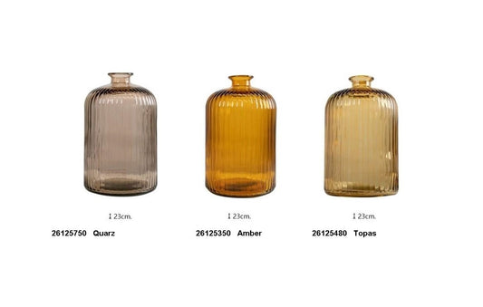 Stripe-Flasche in 3 Farben, H:23 cm, VE6, Amber, Topas, Quarz
