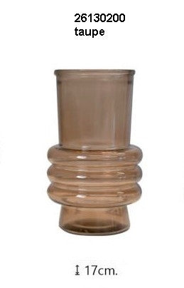 Vase Organic in 4 Farben, H:17 / D:10 cm, taupe, dust, titan, klar, VE 6