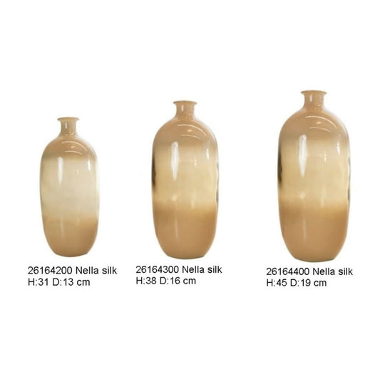 Flaschenvase Nella Mette silk in 3 Größen, 31x13, 38x16, 45x19 cm, VE6