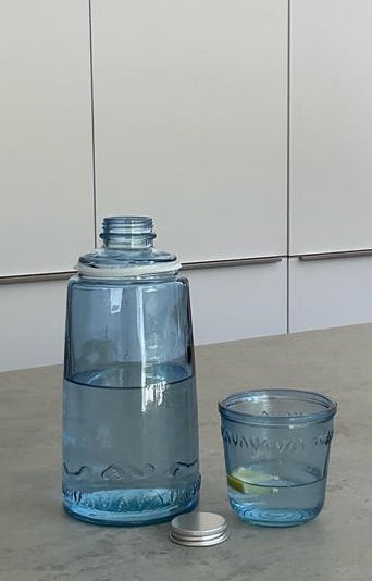 Glasflasche in 3 Farben für Büro, zuhause oder unterwegs, 1 Liter, H:2