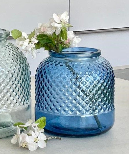 Kerzenvase Mora meerblau: H:19 cm, VE 4