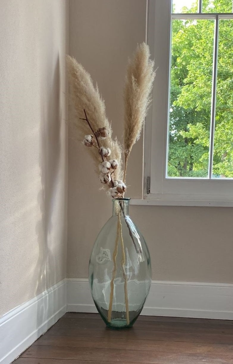 Tropfenflasche Riva XL in 2 Farben, H:59 cm, Quarz und klar, VE 2