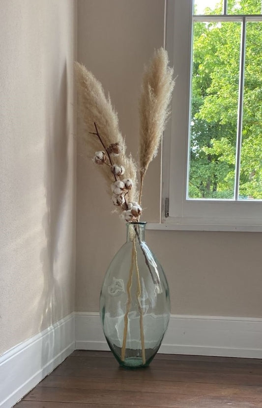 Tropfenflasche Riva XL in 2 Farben, H:59 cm, Quarz und klar, VE 2