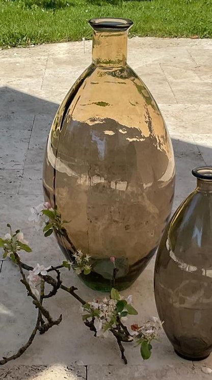 Tropfenflasche Riva XL in 2 Farben, H:59 cm, Quarz und klar, VE 2